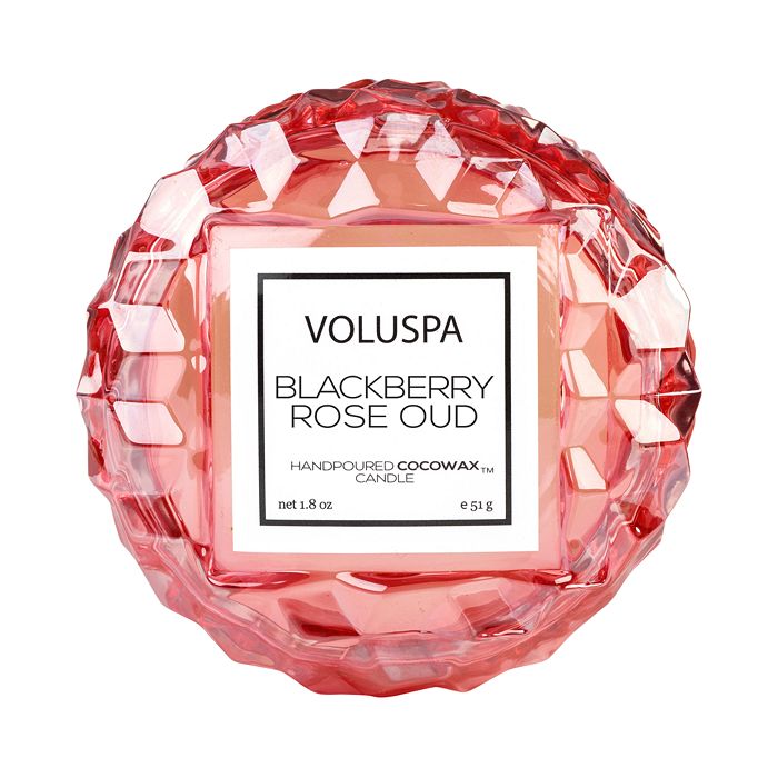 Shop Voluspa Blackberry Rose & Oud Macaron Glass Jar Candle In Pink