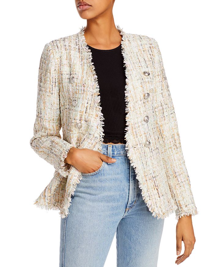 Aqua Tweed Double-breasted Blazer - 100% Exclusive In Pink Multi