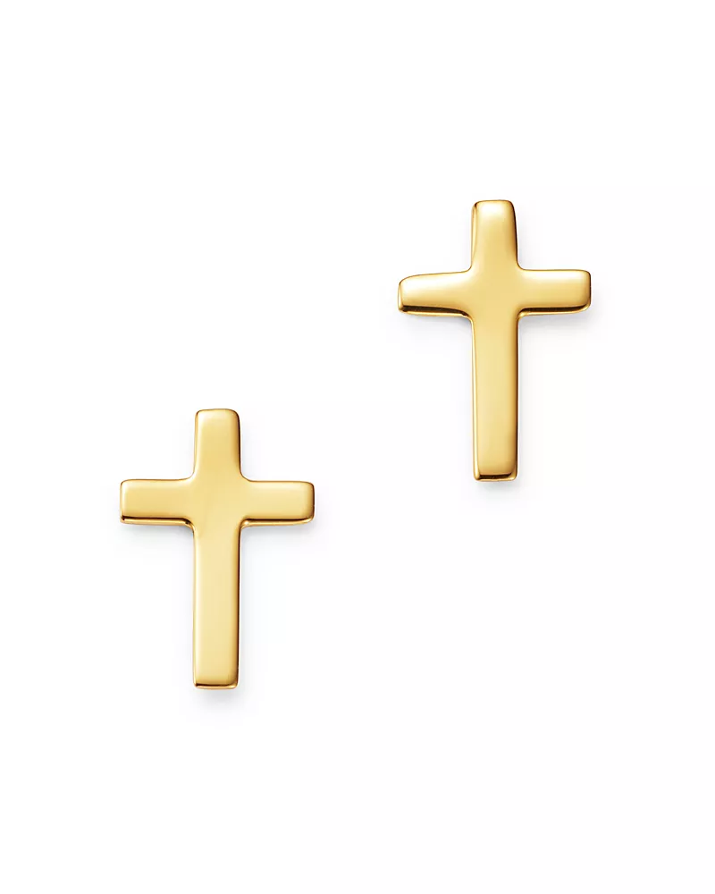 Bloomingdale's Fine Collection Narrow Cross Stud Earrings in 14K Yellow Gold