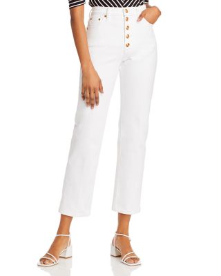 Tory Burch Button-Fly Straight-Leg Denim Jeans | Bloomingdale's
