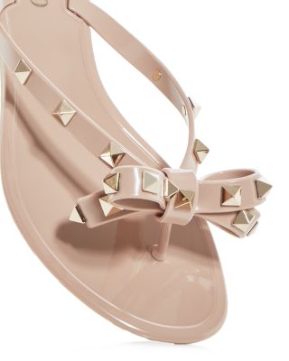 Women&#39;s Summer Rockstud PVC Thong Sandals