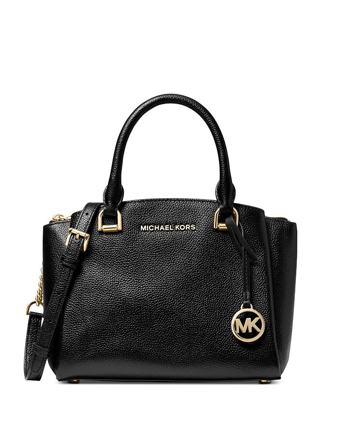 Michael Michael Kors Maxine Small Leather Messenger Bag In Black/gold
