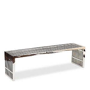 Modway Gridiron Large Stainless Steel Bench In Silver
