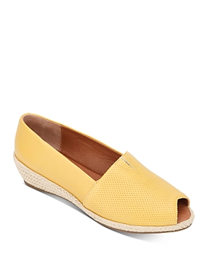 Gentle Souls By Kenneth Cole Women's Luci Peep-toe Wedge Sandals In Pale Yellow Leather