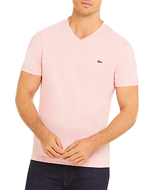 Lacoste V-neck Tee In Elf Pink / White