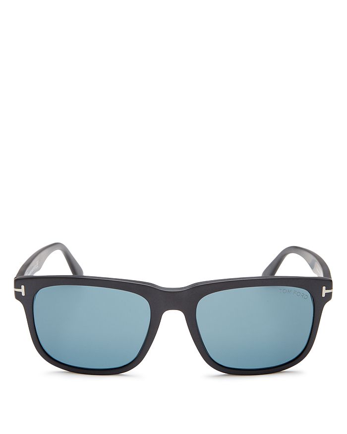 Tom Ford Men's Stephenson Square Sunglasses, 56mm In Matte Black/green