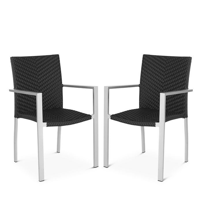 Safavieh Cordova Indoor/outdoor Stacking Arm Chairs, Set Of 2 In Black