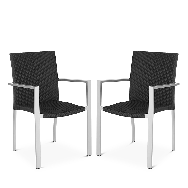 Safavieh Cordova Indoor/outdoor Stacking Arm Chairs, Set Of 2 In Black