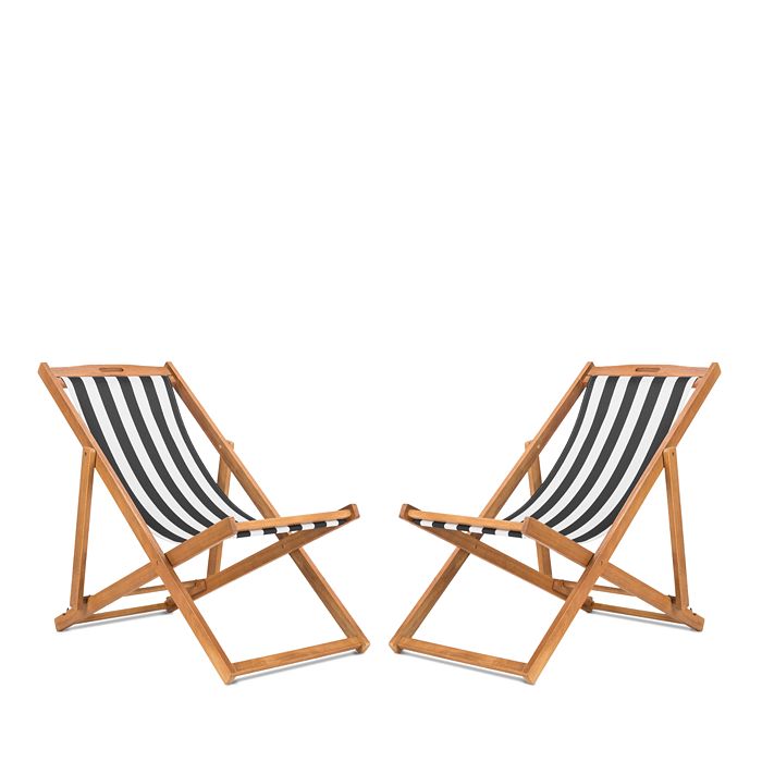 Safavieh Loren Foldable Sling Chairs, Set Of 2 In Natural/black/white