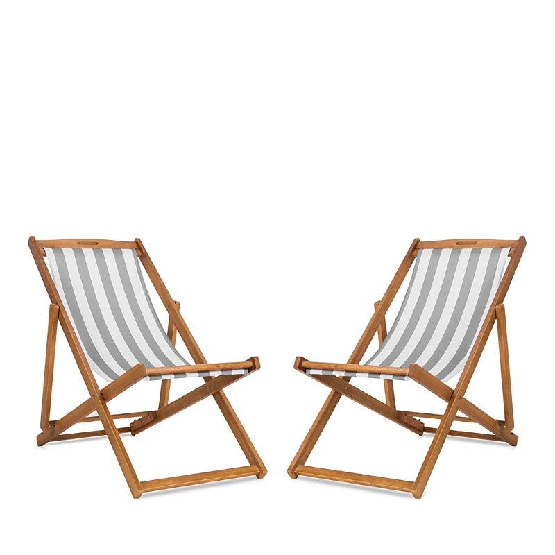 Safavieh Loren Foldable Sling Chairs, Set Of 2 In Natural/gray/white