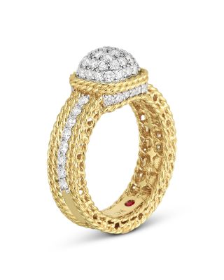 18K Yellow & White Gold Roman Barocco Diamond Dome Cluster Ring