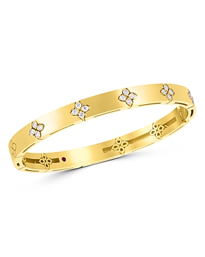 Roberto Coin 18K Yellow Gold Love in Verona Diamond Flower Bangle Bracelet