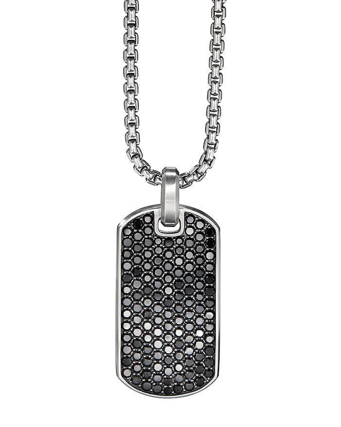 David Yurman Streamline Tag Pendant With Pave Black Diamonds In Black