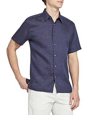 Theory Irving Short-sleeve Linen Shirt In Space