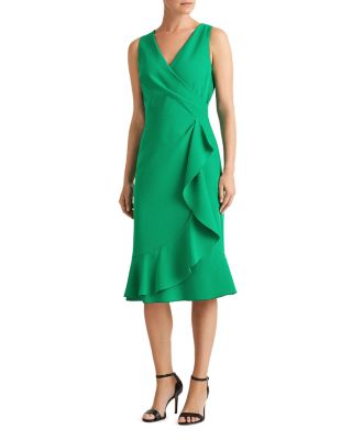 ralph lauren ruffle trim crepe dress