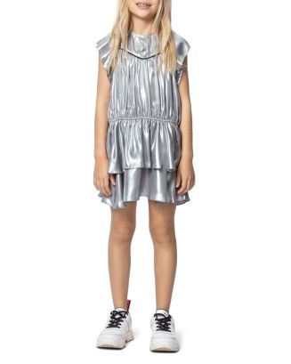 knee length dresses for ladies Girls Metallic Semi Formal Dress