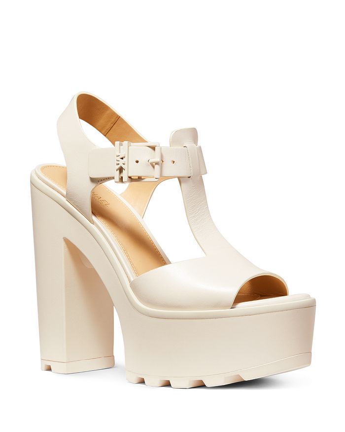 Michael Michael Kors Women's Sinead High Heel Platform Sandals In Light Cream