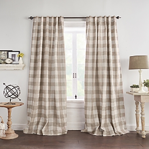 Elrene Home Fashions Grainger Buffalo Check Blackout Window Curtain, 52 X 84 In Linen