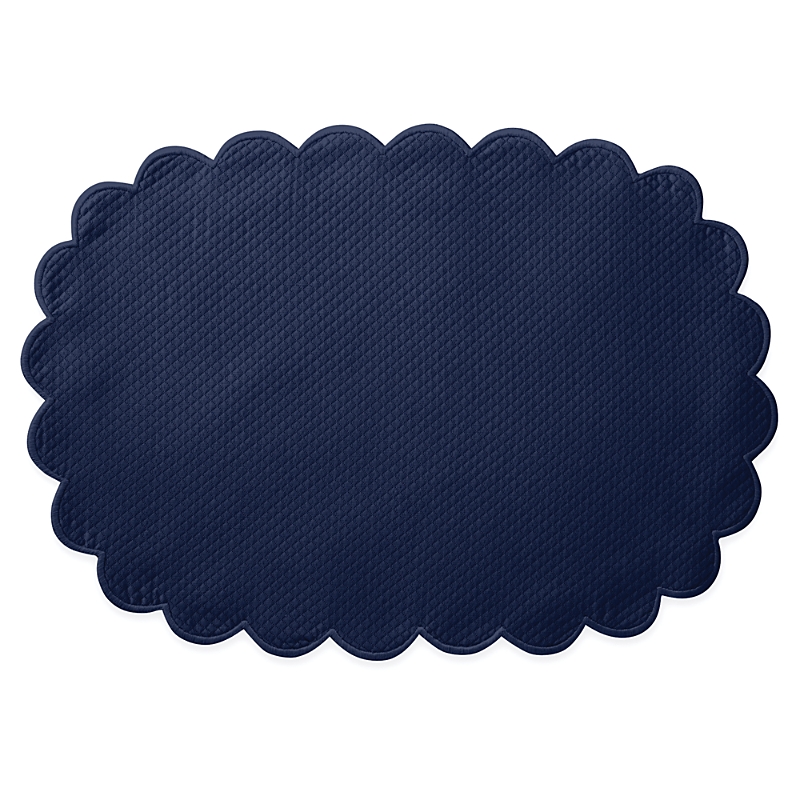 Matouk Savannah Gardens Placemat 13 X 19 Oval, Set Of 4 In Navy/navy