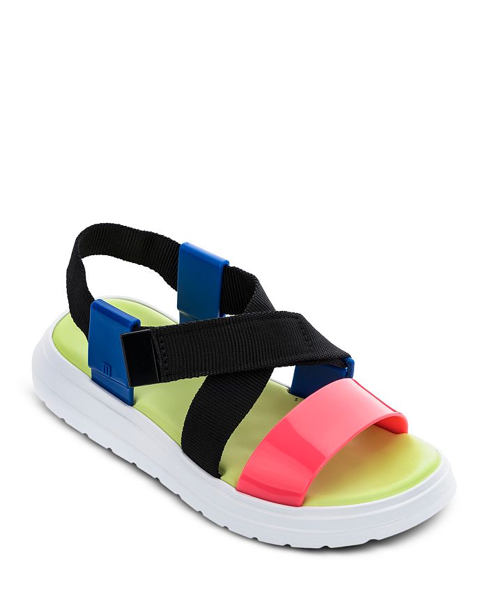 Melissa Women's Sky Ad Bubble Gum Scented Flat Sandals In White/ Neon ...