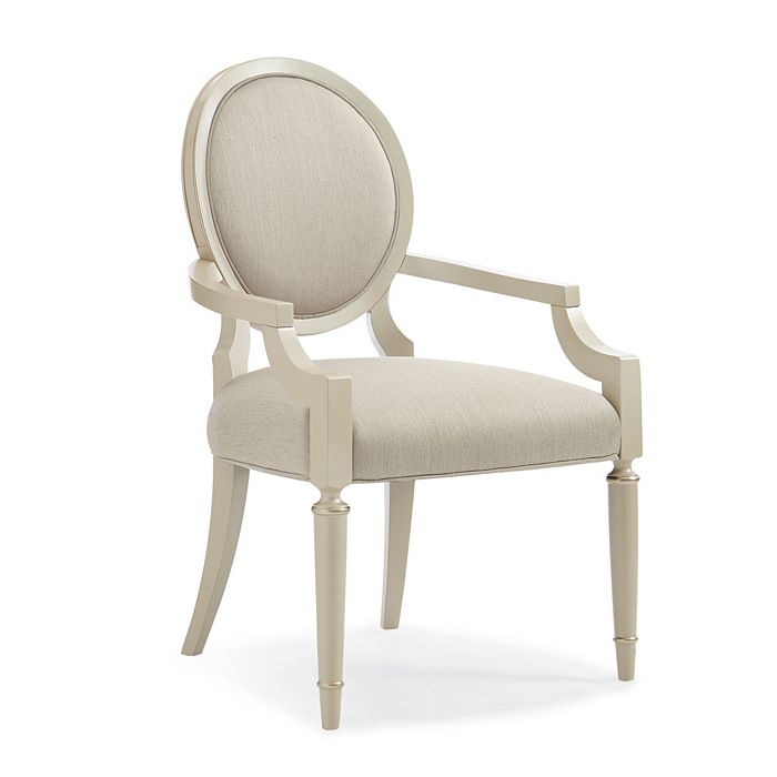 Caracole Classic Chitter Chatter Dining Chair In Radiant Pearl Fabric