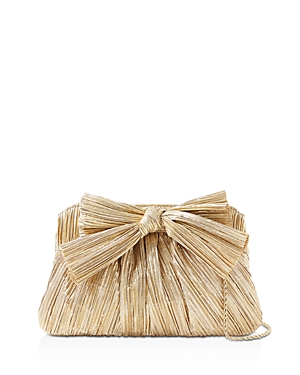 Shop Loeffler Randall Rayne Small Pleated Bow Frame Clutch In Gold/gold