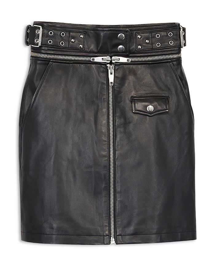The Kooples Belted Leather Skirt In Black | ModeSens