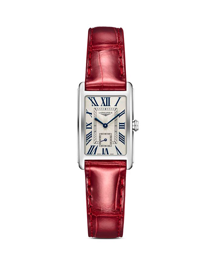 Shop Longines Dolcevita Watch, 20.8mm In Silver/red