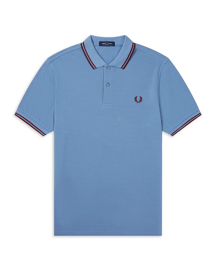 Fred Perry Twin Tipped Slim Fit Polo In Riviera/maroon/maroon