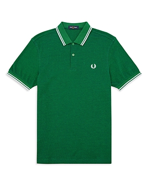Fred Perry Twin Tipped Slim Fit Polo In Green Lake & Black Oxford/white/white