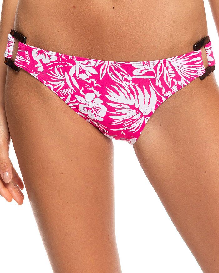 Roxy Embellished Floral Print Bikini Bottom In Beetroot