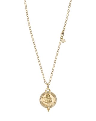 18K Gold 16mm Angel Pendant with Diamond Pav&eacute;