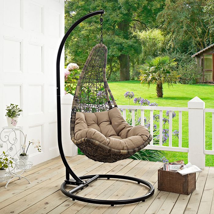 Shop Modway Abate Outdoor Patio Swing Chair With Stand In Black/mocha