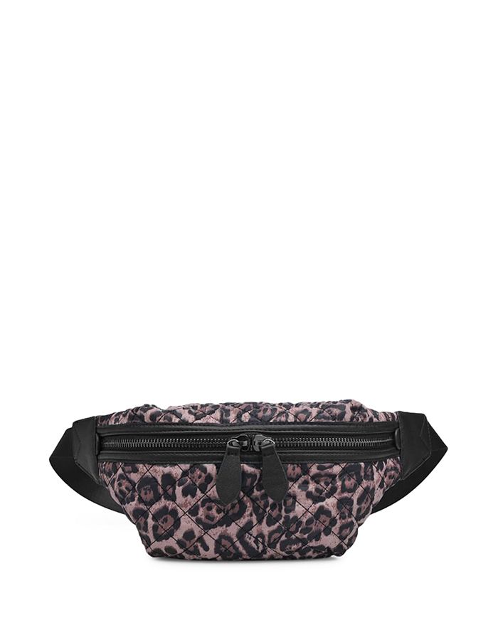 Sol & Selene Side Kick Small Animal Print Belt Bag In Leopard/gunmetal