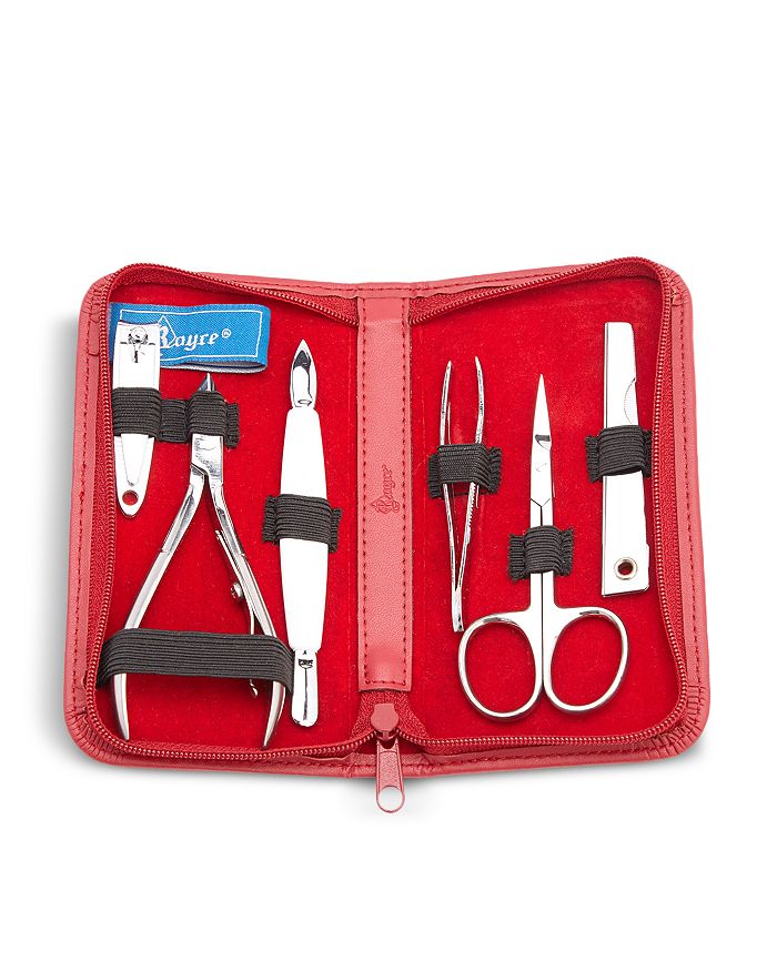 Royce New York Leather Compact Grooming Kit In Red