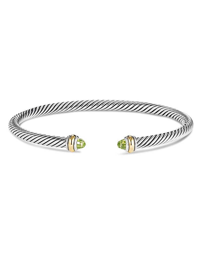 David Yurman Cable Classic Bracelet with Peridot and 18K Yellow Gold