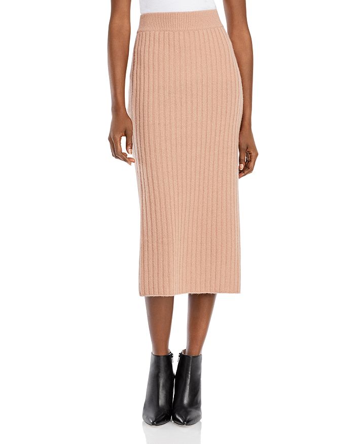 C By Bloomingdale's Ribbed Cashmere Midi Skirt - 100% Exclusive In Camel