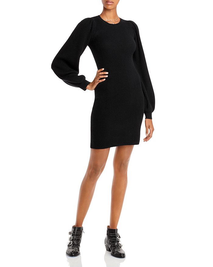 Aqua Cashmere Ribbed Cashmere Sweater Dress - 100% Exclusive In Black