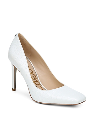 Sam Edelman Beth Croc-effect Leather Pumps In White Croc Embossed Leather