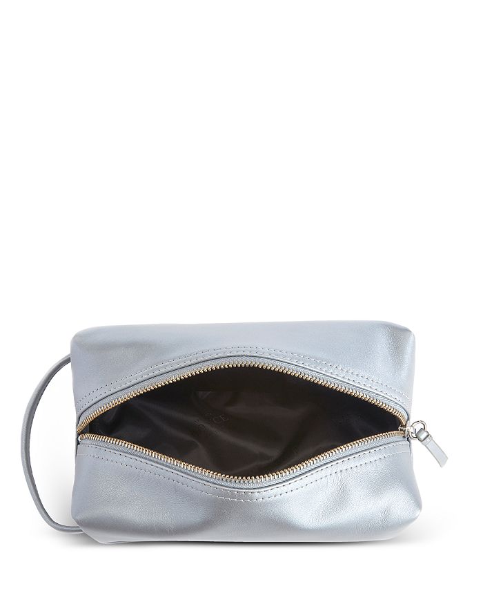 Shop Royce New York Leather Compact Toiletry Travel Bag In Silver