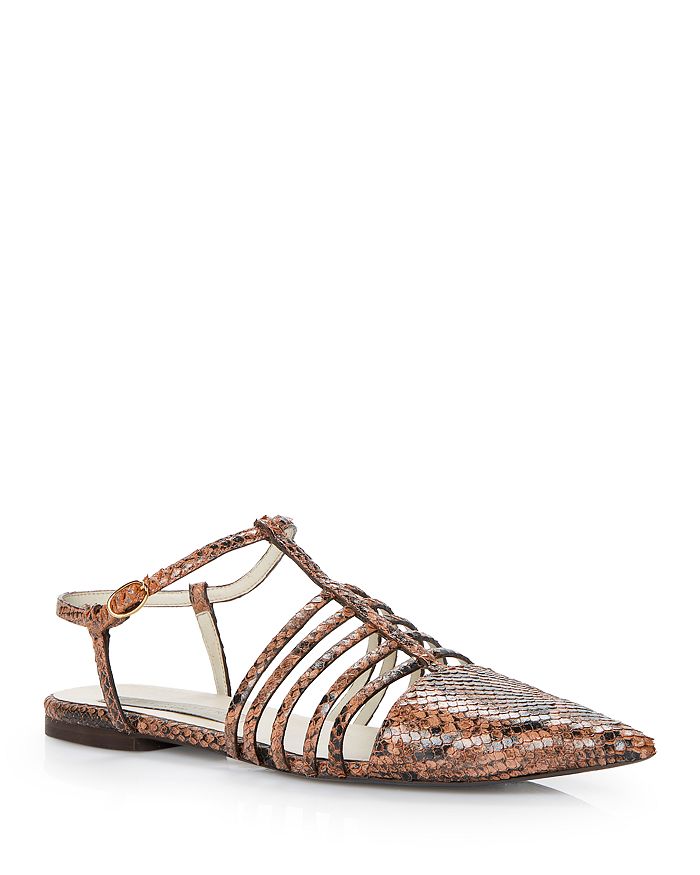 STELLA MCCARTNEY STELLA MCCARTNEY WOMEN'S TUNIT SNAKE-EMBOSSED POINTED TOE SANDALS,800244N0134