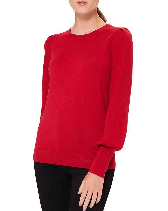 Hobbs London Harriet Blouson Sleeve Sweater In Red