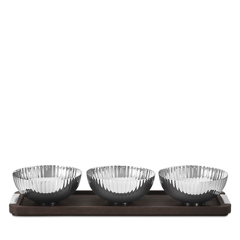 Georg Jensen Bernadotte Bowl And Tray Set, 4 Pieces In Silver