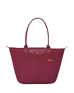 Longchamp Le Pliage Club Large Shoulder Tote In Garnet Red/silver