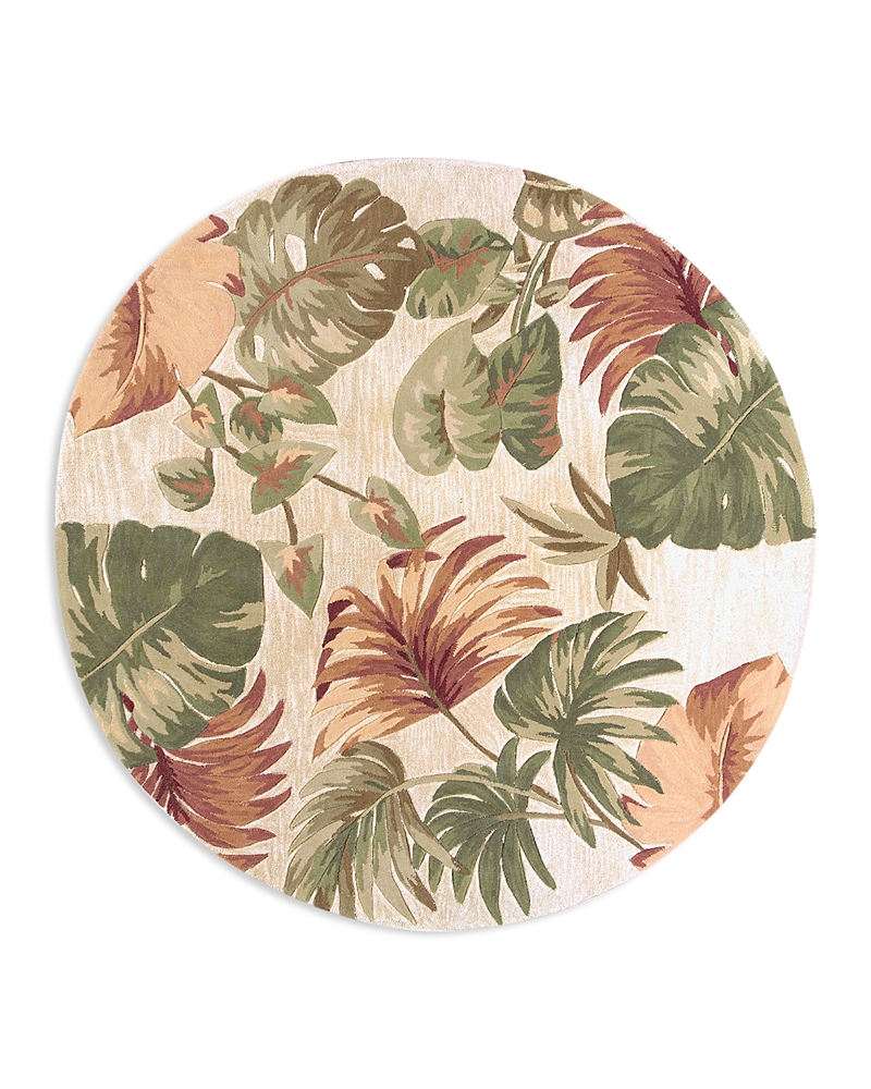 Kas Sparta Palm Leaves Round Area Rug, 7'6 X 7'6 In Beige