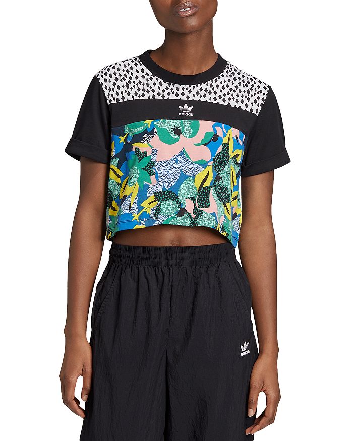 ADIDAS ORIGINALS ADIDAS MIXED PRINTED CROPPED LOGO TEE,GC6832