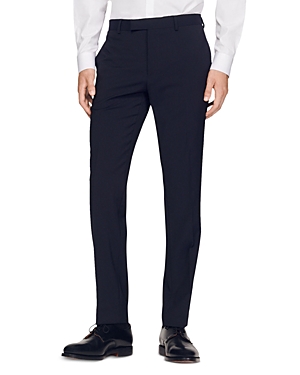 Sandro Tuxedo Wool Suit Pants In Navy Blue
