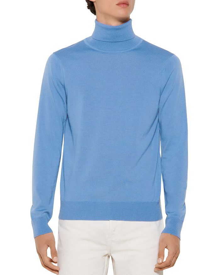 Sandro Turtleneck Slim Fit Sweater In Sky Blue