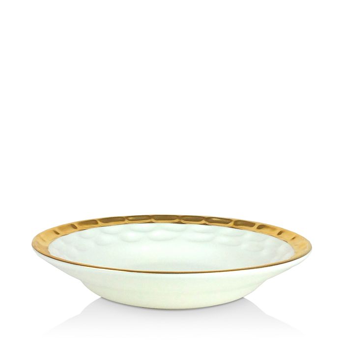 Shop Michael Wainwright Truro Rimmed Dinner Bowl In White/gold