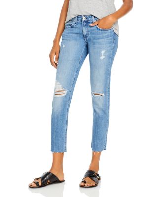 distressed low rise jeans